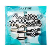 PANTIDE 14 Packs Black and White Checkered Hair Pins Hair Scrunchies Set Checkerboard No Crease Wave Geometric Duckbill Hair Clip and Hair Ties Fashion Hair Accessories for Women Girls Toddlers