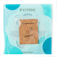 PANTIDE 3Pcs Constellation Zodiac Layer Necklaces for Women Girls, Retro Gold Plated 12 Constellation Pendant Necklace Exquisite Letter Horoscope Old English Zodiac Sign Necklace Jewelry Birthday Gift