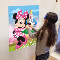 PANTIDE Pin The Nose and Mouth on Minnie Party Game, Make-a-Face Sticker Games with Large Poster and Blindfolds, Fun Outdoor Indoor Activity for Kids Minnie Themed Birthday Party Decoration Supplies