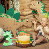 PANTIDE Dinosaur Number 3 Wooden Table Centerpiece for Boys Roar Three Rex Green Jungle Themed Birthday Party Decoration Supplies Little Dino Number Ornament for 3rd Baby Shower Cake Smash Photo Props