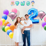 PANTIDE Cartoon Guppies Fish 2nd Party Decorations Supplies Kit Including Number 2 Balloons 12 inch Latex Balloons Shell Foil Balloons Cake Toppers TWO Banner for Kids Birthday Baby Shower(39 Pcs)