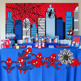 PANTIDE 10 Pieces Spider Hero Cutouts Cardboard Door Sign Banner Porch Sign Superhero Hanging Signs for Outdoor Indoor Bedroom Wall Party Decoration Fun Hero Themed Birthday Party Banner Supplies