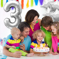 PANTIDE 8 Pcs SW Yooda Balloons 3rd Birthday, Galaxy Wars Themed Party Supplies Favors Celebration Decor Balloon Bundle for Kids Birthday Baby Shower with Giant Number 3 Star-Shaped Robot Foil Balloon