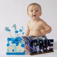 PANTIDE Outer Space One Letter Sign Table Wooden Centerpiece for Baby Boys Girls Solar System 1st Birthday Party Table Decorations Planets Themed First Party Supplies for One Baby Shower Photo Props