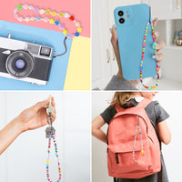 PANTIDE 5 Packs Beaded Phone Lanyard Y2K Phone Charms Indie Smiley Face Flower Charm Wrist Strap Phone Preppy Keychain Acrylic Polymer Clay Handmade Kidcore Aesthetic Phone Chains Gift for Women