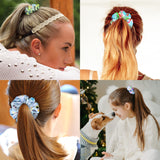 PANTIDE 18Pcs VSCO Scrunchies VSCO Starter Stuff Kit-Cute VSCO Pattern Designed Hair Scrunchies, Colorful Polyester Pongee Ponytail Holder, Elastic Hair Ties Ropes Accessories for Girls