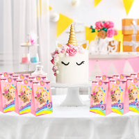 PANTIDE 24 Packs JoJo Goodies Candy Treat Bags with Stickers, Recyclable Paper Party Favor Gifts Bags, JoJo Themed Party Decorations Supplies for Kids Girls Birthday Baby Shower