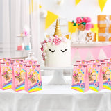 PANTIDE 24 Packs JoJo Goodies Candy Treat Bags with Stickers, Recyclable Paper Party Favor Gifts Bags, JoJo Themed Party Decorations Supplies for Kids Girls Birthday Baby Shower