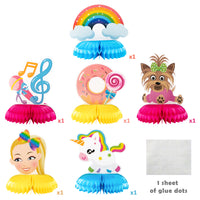 PANTIDE 6 Packs JoJo Honeycomb Centerpieces Table Toppers, Creative Double-Sided JoJo Rainbow Unicorn Themed Table Decoration Party Favors Photo Booth Props for Kids Girls Birthday Party