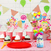 PANTIDE JoJo Party Decorations – 30 Pcs JoJo Centerpiece Sticks Table Toppers, Double Sided Cupcake Toppers Photo Booth Props - JoJo Themed Party Supplies Party Favors for Kids Birthday Baby Shower