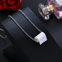 PANTIDE Toilet Paper Roll Necklace Charm, Funny Silver Toilet Paper Necklace, 2020 Commemorative New Novelty Gag Gifts, Creative Handmade Jewelry Accessory for Girls Women