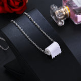 PANTIDE Toilet Paper Roll Necklace Charm, Funny Silver Toilet Paper Necklace, 2020 Commemorative New Novelty Gag Gifts, Creative Handmade Jewelry Accessory for Girls Women