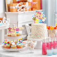 PANTIDE Set of 49 JOJO Cake Toppers Cupcake Toppers - HAPPY BIRTHDAY JOJO Cake Topper, Rainbow Bow Unicorn Puppy Lollipop Donut Microphone Cupcake Toppers – JOJO Birthday Party Decorations for Girls