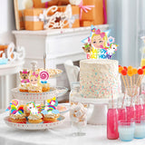 PANTIDE Set of 49 JOJO Cake Toppers Cupcake Toppers - HAPPY BIRTHDAY JOJO Cake Topper, Rainbow Bow Unicorn Puppy Lollipop Donut Microphone Cupcake Toppers – JOJO Birthday Party Decorations for Girls