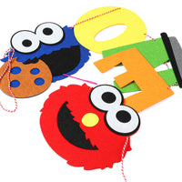 PANTIDE Sesame Inspired One Birthday Banner Sesame Themed 1st Birthday High Chair Banner Elmo Cookie Monster Photo Props Garland Party Supplies Decorations for Boys Girls